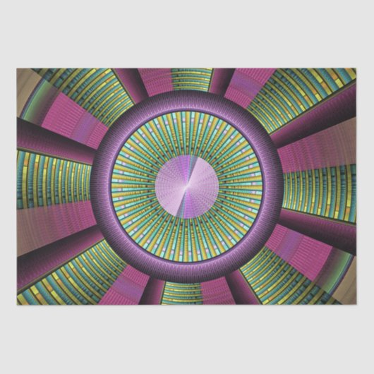 円形およびカラフル装飾モダンフラクタル芸術 薄葉紙 (正面)