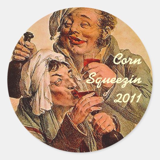 円形かわいいステッカーのトウモロコシのSqueezinの家の缶詰になるふた ラウンドシール (正面)