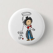 円形それら! カウボーイの棒の姿ボタン 缶バッジ (正面)