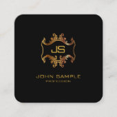 円形になる専門のエレガントな黒および金ゴールドのモダン スクエア名刺 (正面)
