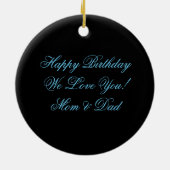 円形のオーナメントの淡いブルーの黒いシマウマの菓子16 セラミックオーナメント (裏面)