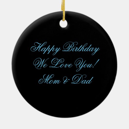 円形のオーナメントの淡いブルーの黒いシマウマの菓子16 セラミックオーナメント (裏面)