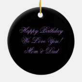 円形のオーナメントの紫色の黒いシマウマの菓子16 セラミックオーナメント (裏面)