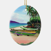 円形のカヌーのビーチ セラミックオーナメント (右)