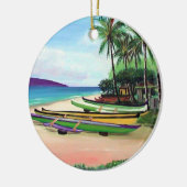 円形のカヌーのビーチ セラミックオーナメント (左)