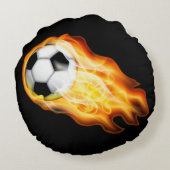 円形のパーソナライズなサッカーは名前かチームを置きます ラウンドクッション (裏面)