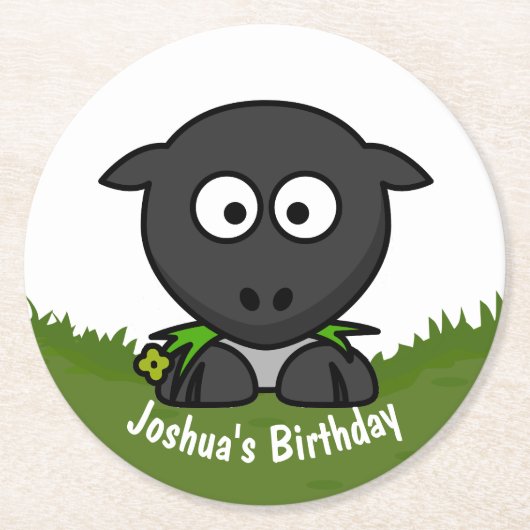 円形のヒツジ ラウンドペーパーコースター (正面)