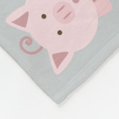 円形のピンクのブタパターン フリースブランケット (角)