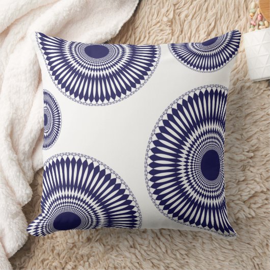 円形のモダンで青く写実的な円の抽象デザイン クッション (ブランケット)