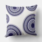 円形のモダンで青く写実的な円の抽象デザイン クッション (裏面)