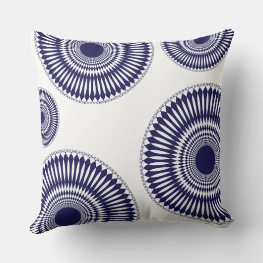 円形のモダンで青く写実的な円の抽象デザイン クッション (裏面)