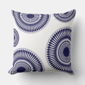 円形のモダンで青く写実的な円の抽象デザイン クッション (正面)