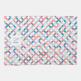 円形の四つ割りパターンカッコいいトーンモノグラム キッチンタオル