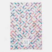 円形の四つ割りパターンカッコいいトーンモノグラム キッチンタオル (縦)