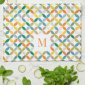 円形の四分模様の暖かいトーンのモノグラム キッチンタオル (折り畳み)