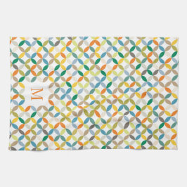 円形の四分模様の暖かいトーンのモノグラム キッチンタオル