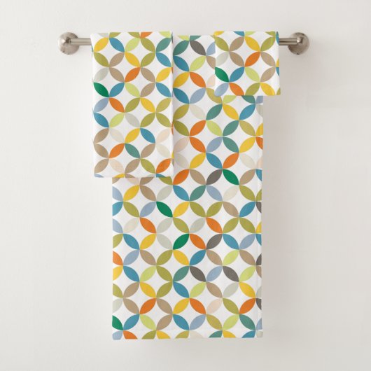 円形の四分模様の暖色トーンの色 バスタオルセット (インサイチュ)