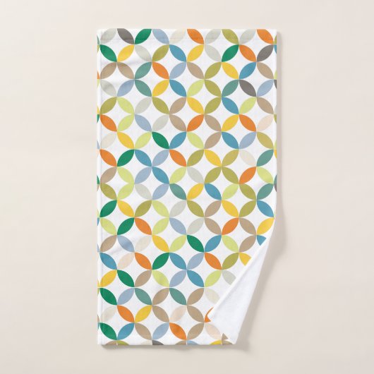 円形の四分模様の暖色トーンの色 バスタオルセット (ハンドタオル)