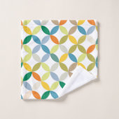 円形の四分模様の暖色トーンの色 バスタオルセット (ウォッシュタオル)