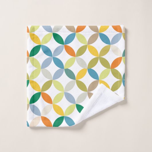 円形の四分模様の暖色トーンの色 バスタオルセット (ウォッシュタオル)