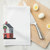 円形の島の灯台クリスマスタオル キッチンタオル (四つ折り)