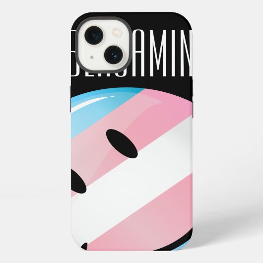 円形の微笑のトランス・ジェンダーの旗 iPhoneケース (裏面)