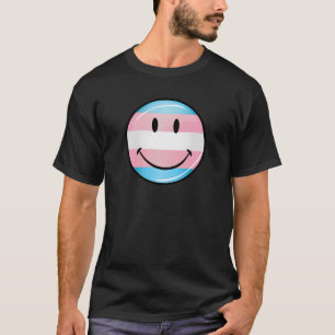 円形の微笑のトランス・ジェンダーの旗 Tシャツ