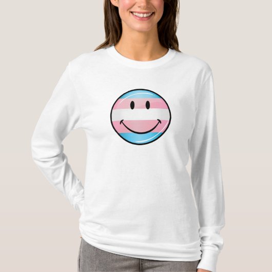 円形の微笑のトランス・ジェンダーの旗 Tシャツ (正面)