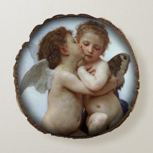 円形の旧式な芸術の枕 ラウンドクッション (正面)