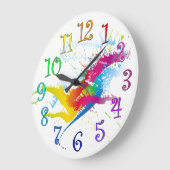 円形の時計はペンキおよびカラフル数のはねかけます ラージ壁時計 (傾斜)