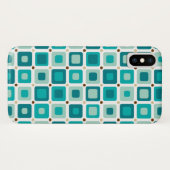 円形の正方形パターン青 Case-Mate iPhoneケース (裏面(横))