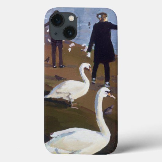 円形の池の白鳥を食べ物を与えること Case-Mate iPhoneケース (裏面)