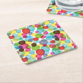 円形の泡子供パターン2 スクエアペーパーコースター (アングル)