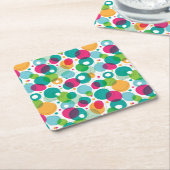 円形の泡子供パターン スクエアペーパーコースター (アングル)