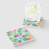 円形の泡子供パターン ストーンコースター (横)