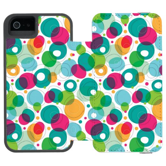 円形の泡子供パターン INCIPIO iPhoneウォレットケース (フォリオ Open)