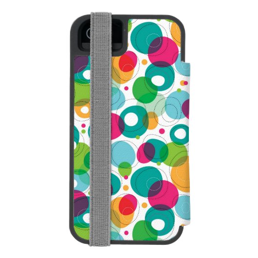 円形の泡子供パターン INCIPIO iPhoneウォレットケース (フォリオ裏面)