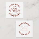 円形の犬歩くのバラ金ゴールド色  スクエア名刺 (正面/裏面)