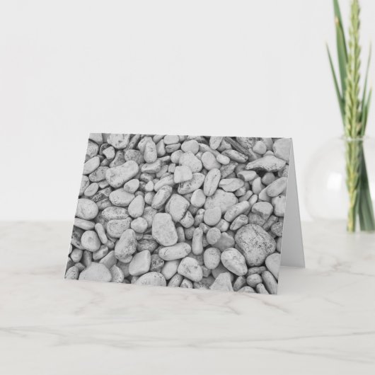 円形の石の白黒写真のメッセージカード サンキューカード (正面)