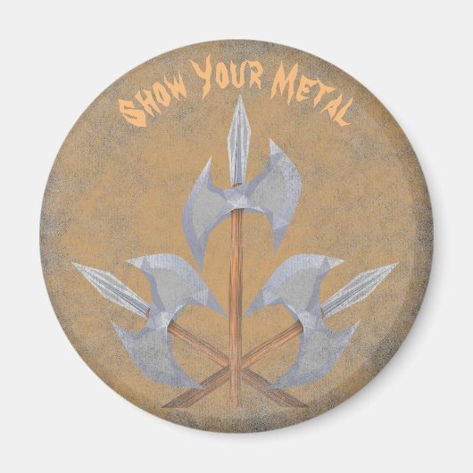 円形の磁石3の交差させた戦いの斧 マグネット (正面)