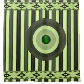 円形の緑のストライプカーテン シャワーカーテン (正面)