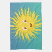 円形の線を持つ太陽の光 キッチンタオル (縦)