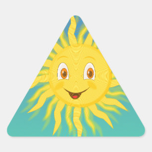 円形の線を持つ太陽の光 三角形シール
