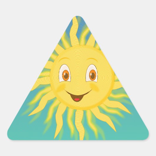 円形の線を持つ太陽の光 三角形シール (正面)