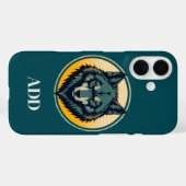 円形の背景の狼の頭 Case-Mate iPhoneケース (裏面 (横))