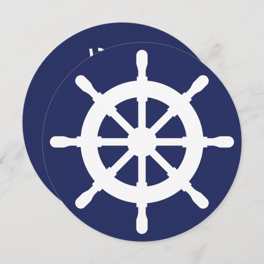 円形の航海のな子供の誕生日のパーティの招待状 招待状 (正面/裏面)