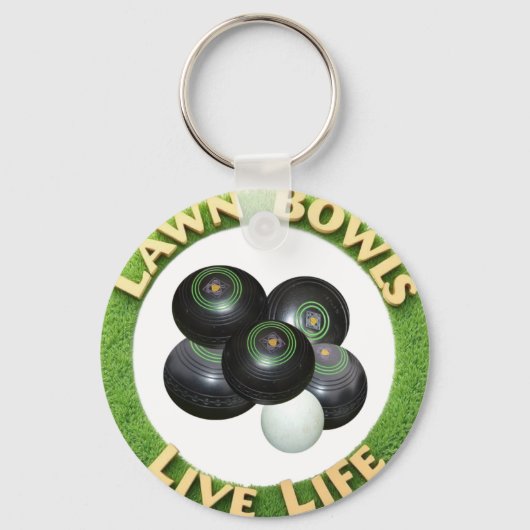 円形の芝生のボウルは芝生のボウルと生活している。 キーホルダー (正面)