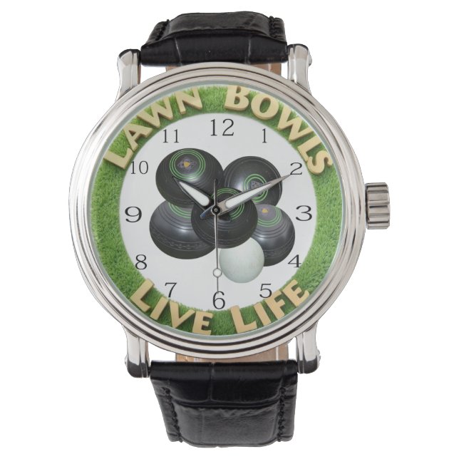 円形の芝生のボウルは芝生のボウルと生活している。 腕時計 (正面)