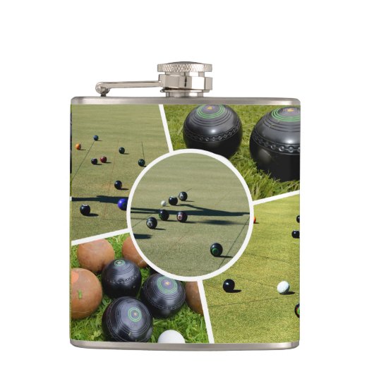 円形の芝生のボウル写真コラージュ フラスク (正面)