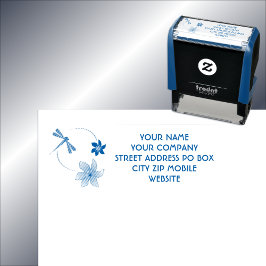 円形の花とトンボのドレス セルフインキングスタンプ